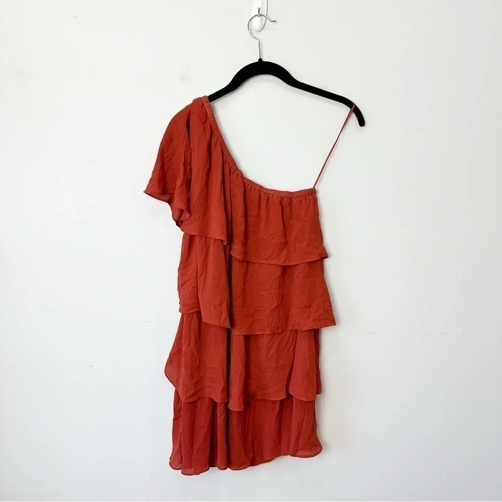 Urban Outfitters x Alice Iseult One Shoulder Tiered Mini Dress Terra Cotta - Picture 6 of 10